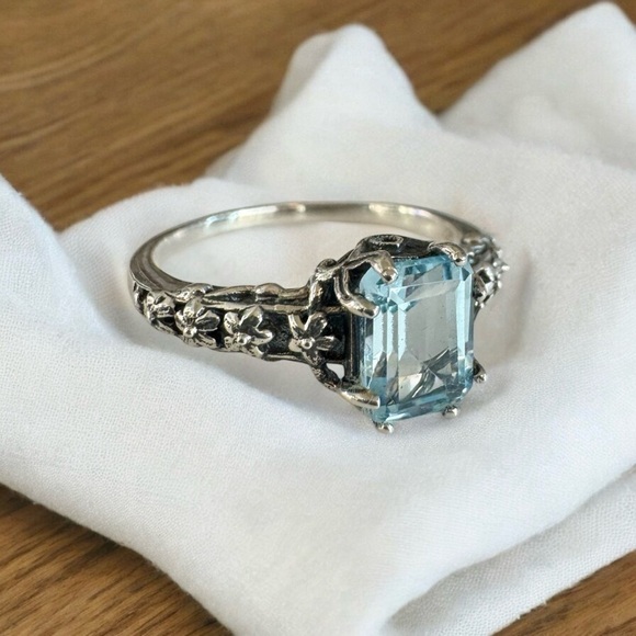 Vintage Jewelry - Sky Blue Topaz Sterling Silver Ring (9)